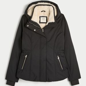 Hollister black  All-Weather Jacket. White lining